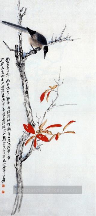 Chang Dai chien oiseau sur arbre vieux Chine oiseaux d’encre Peintures à l'huile